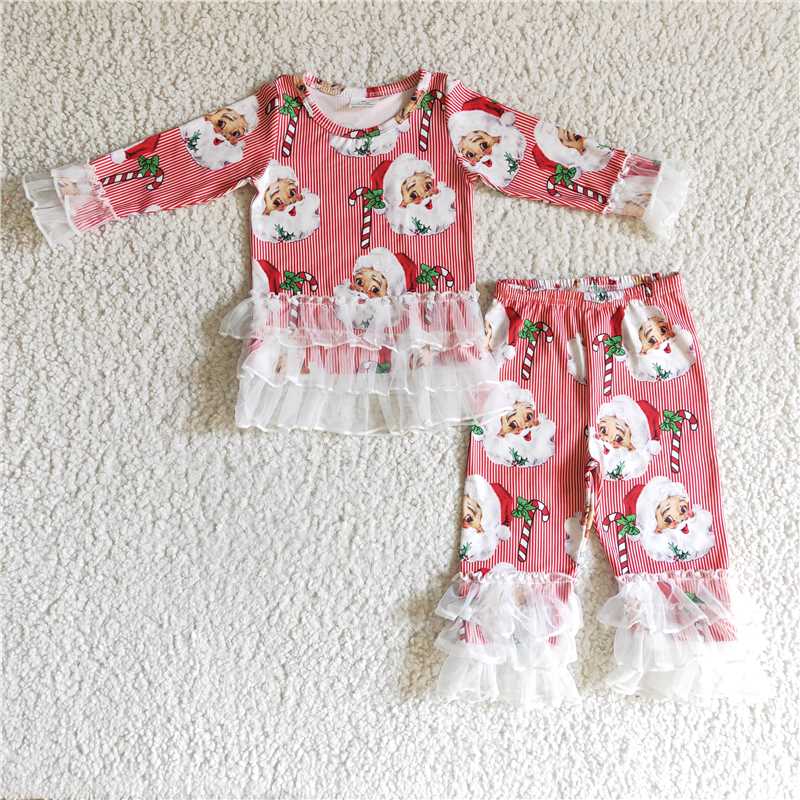 6 B12-18 Girls Santa Claus lace long-sleeved suit
