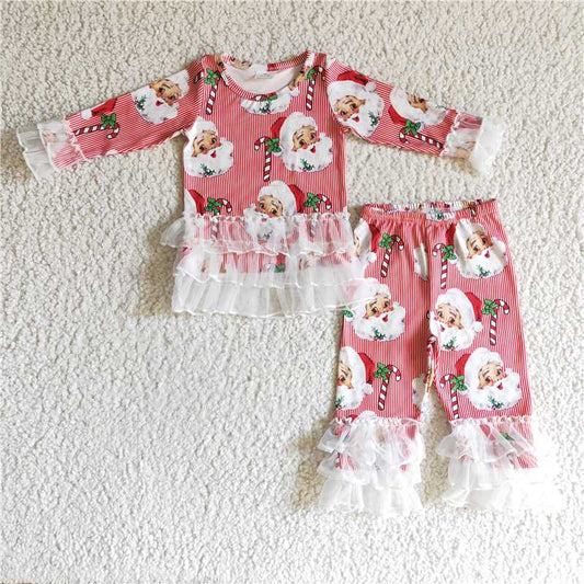 6 B12-18 Girls Santa Claus lace long-sleeved suit