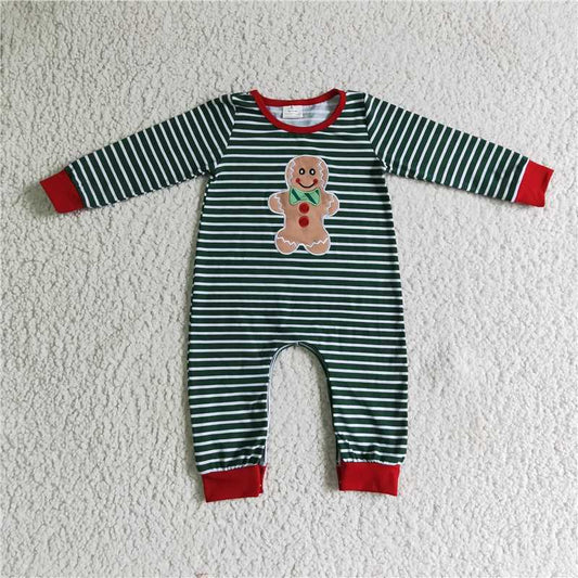 11.1 RTS NO MOQ （In stock）Matching Christmas 6 A27-2 Boys Gingerbread Christmas romper