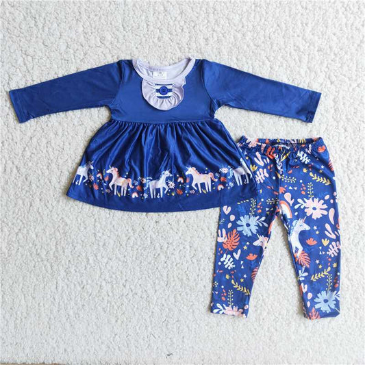 6 B0-16Unicorn print tunic match icing leggings girls boutique clothing
