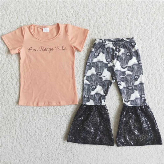 C13-5 Short-sleeved flared pants with letters