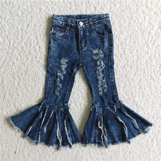 C4-23  Tassel ruffle bell denim jeans pants