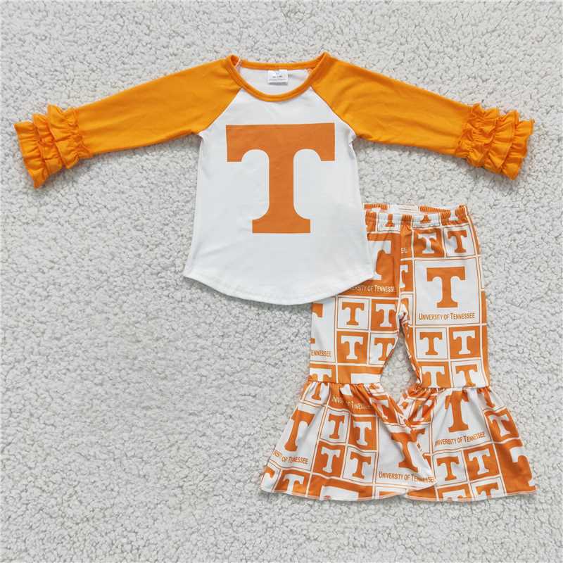 6 B3-36Long sleeve bell bottom pants girls team set