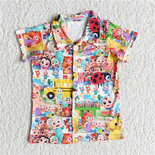 B1-30  Baby Boys cartoon button up shirts