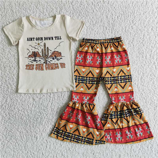 B14-28 Baby Girls Sun bell pants clothing western design outfits clothing sets