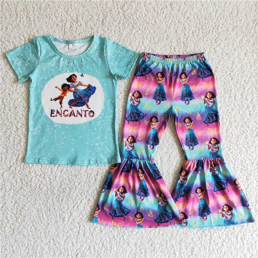 C0-30 Bleached magic shirt bell bottom pants girls boutique clothes
