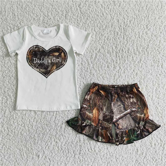 GSSO0004 Daddy's girl shirt camo shorts baby girls summer clothing