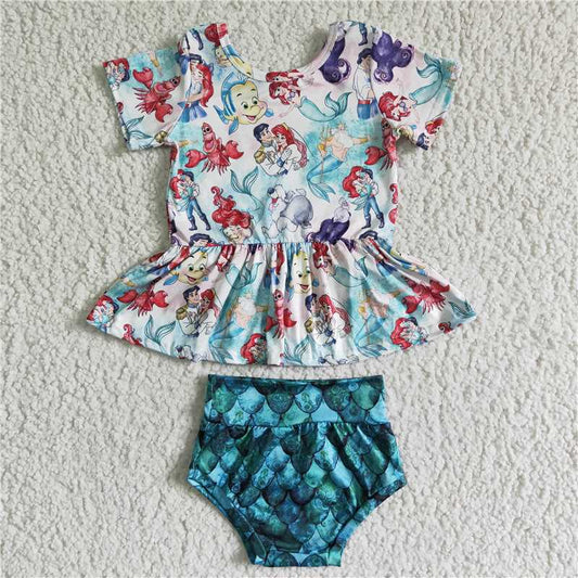 GBO0035  Baby girls mermaid bummie summer sets