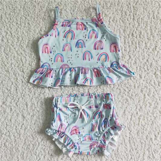 GBO0033  Baby girls rainbow summer bummie sets