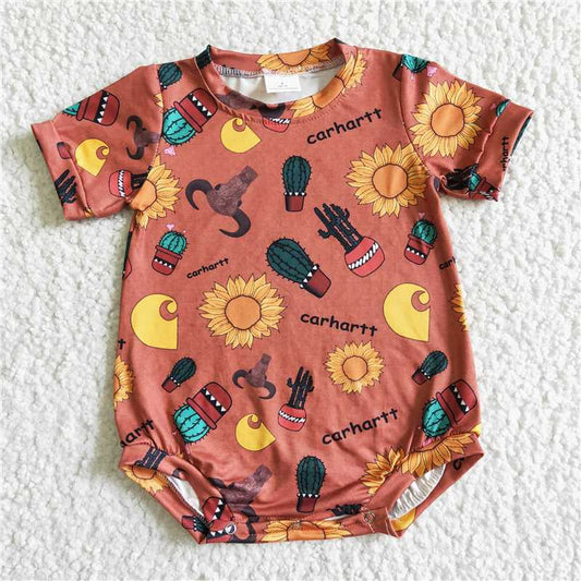 SR0021  Baby boys western cow print romper