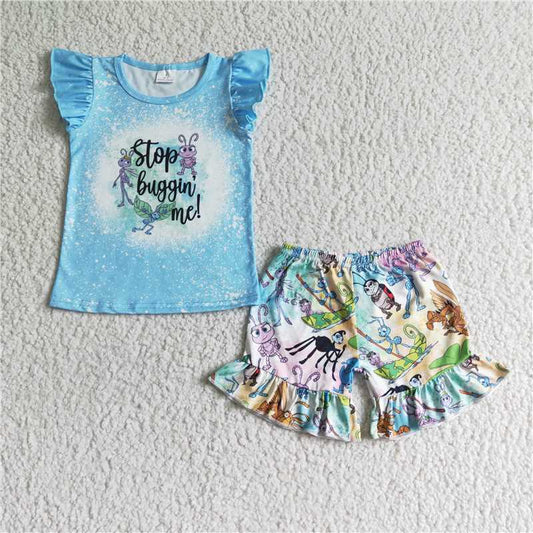 Baby girls cartoon ant shorts sets