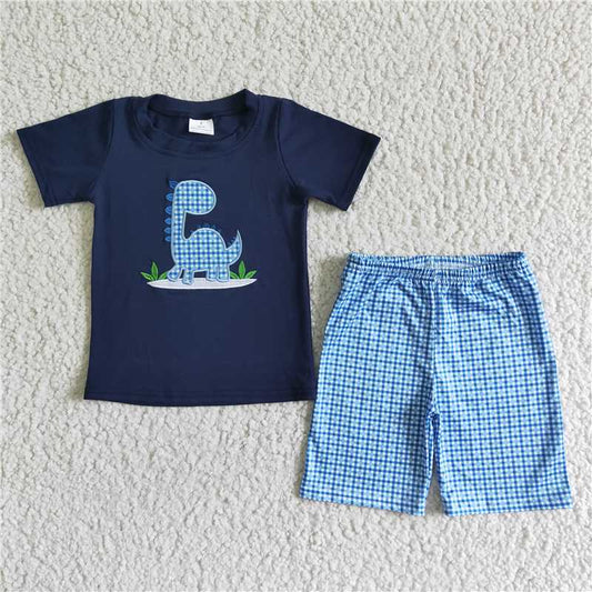 BSSO0005 Baby boys dinosaur embroidered shorts sets