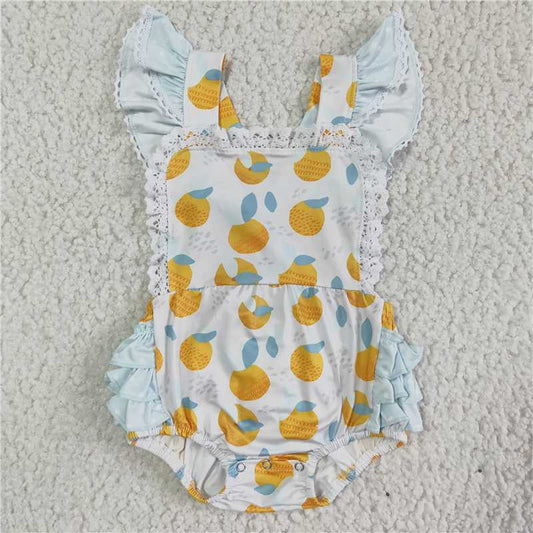 SR0033  Baby girls lemon summer bubble rompers