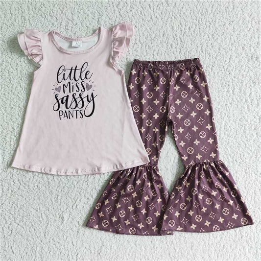 GSPO0087 little miss Sassy pants flying sleeve trousers suit