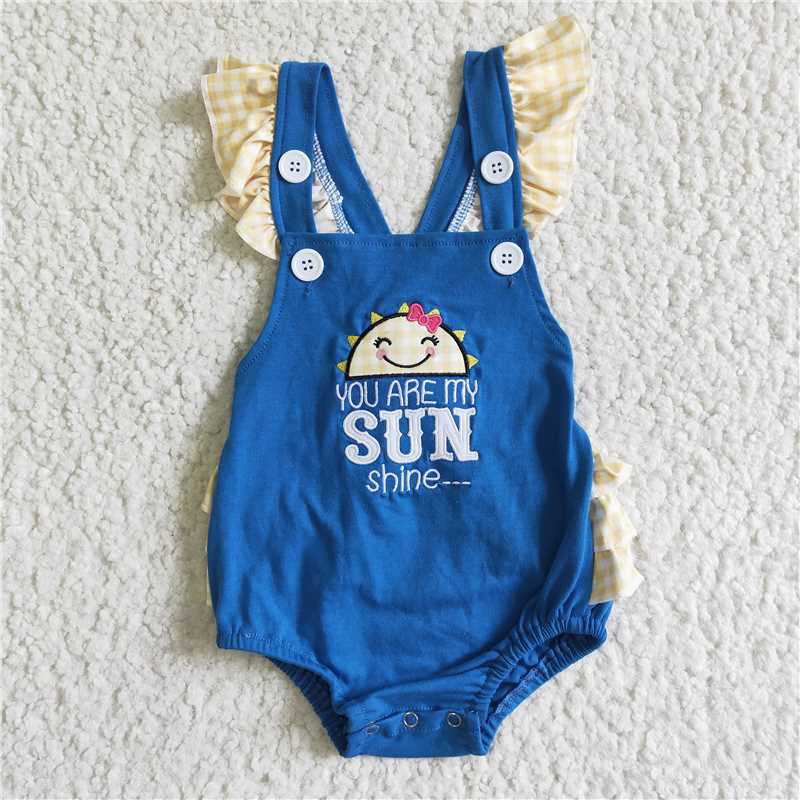 SR0035  You are my sunshine baby girls ruffle rompers