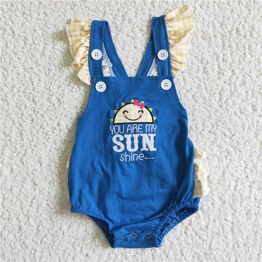 SR0035  You are my sunshine baby girls ruffle rompers