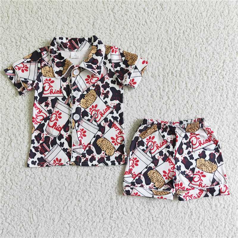 BSSO0080 Baby girls chick summer cartoon pajamas