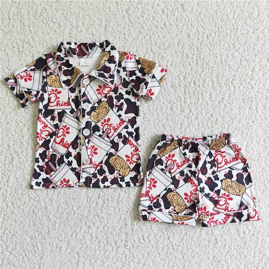 BSSO0080 Baby girls chick summer cartoon pajamas