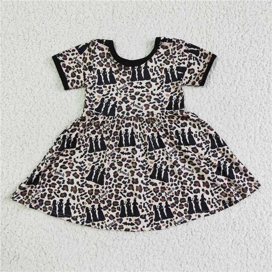 GSD0105  Short sleeve leopard witches baby girls twirl Halloween dresses