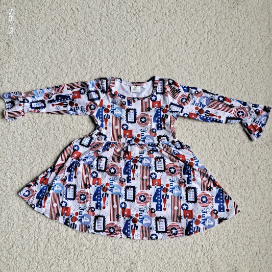 10.3 RTS NO MOQ（In stock）G4-12-1;' Baby Girls Winter Dress Flag roundel long-sleeved dress