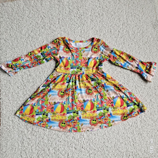 10.1 RTS NO MOQ（In stock）G3-8-2* Baby Girls Winter Dress Colorful hot air balloon flower long-sleeved dress