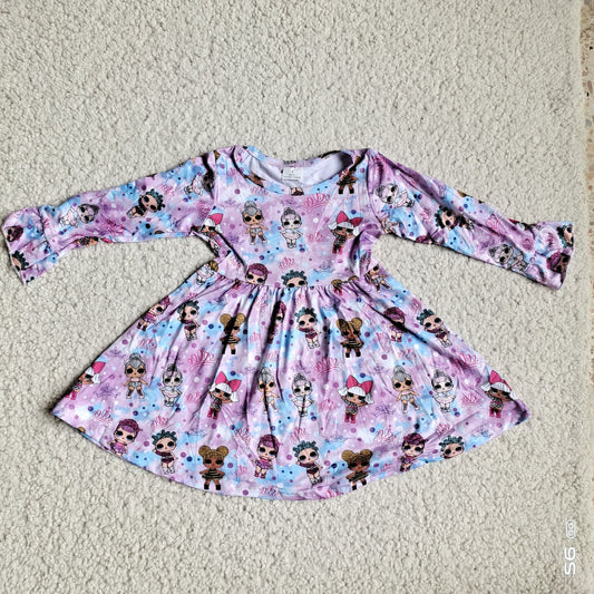 10.1 RTS NO MOQ（In stock）G3-4-2;. Baby Girls Winter Dress Purple long-sleeved dress