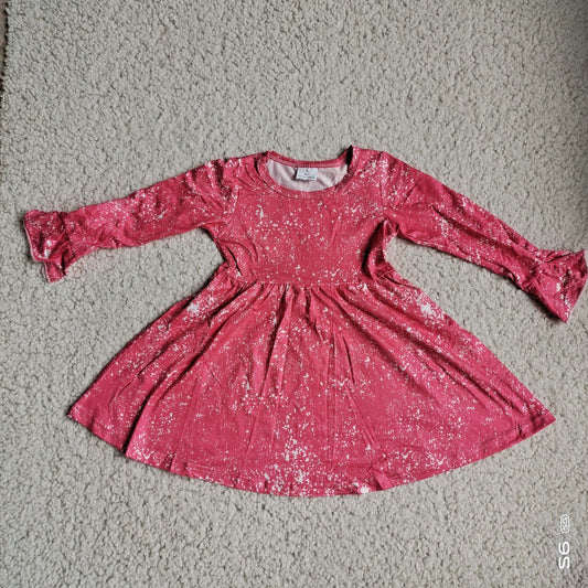 10.1 RTS NO MOQ（In stock）G2-20-3.' Baby Girls Winter Dress White and rose pink long-sleeved dress