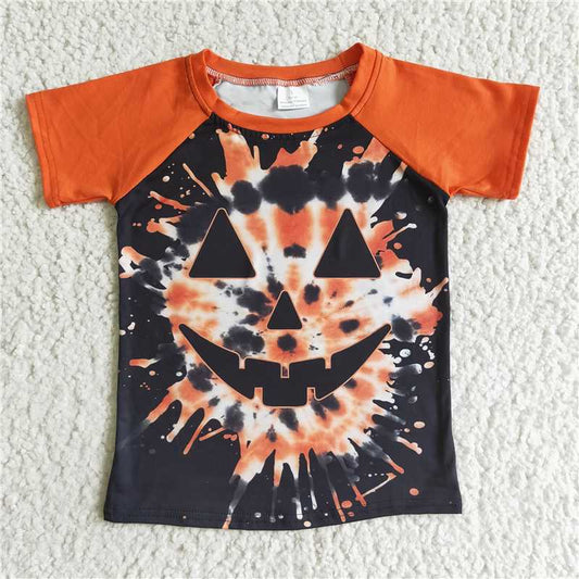 BT0043 Baby kids Short Sleeve Halloween pumpkin face shirts