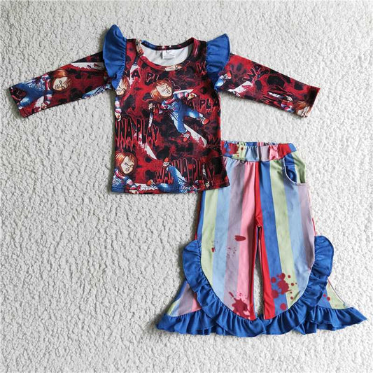 GLP0072Wanna play shirt stripe pants girls Halloween outfits