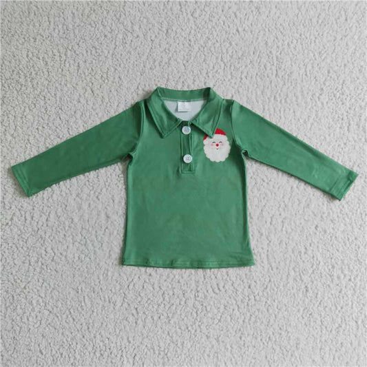 BT0073 Baby boys Christmas santa green pullover shirts Tops