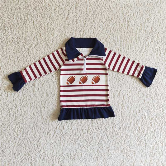 GT0053  Baby girls football zip pullover tops