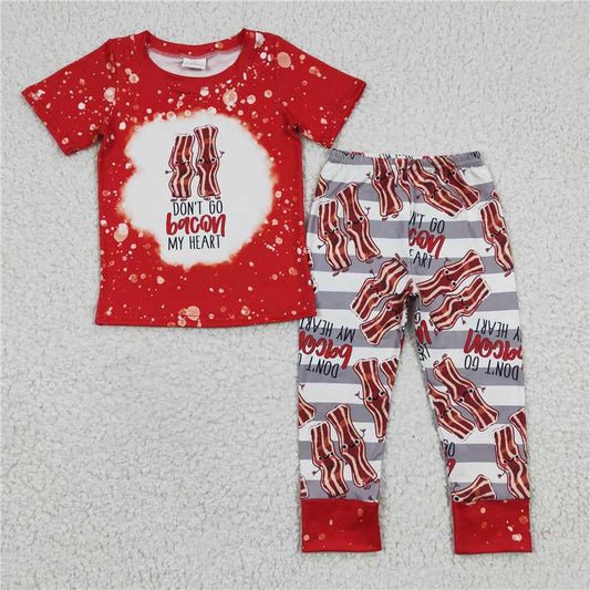 BSPO0079 Baby Boys Red Cute Short Sleeve Tee Shirts Joggers Pajamas Clothes Sets