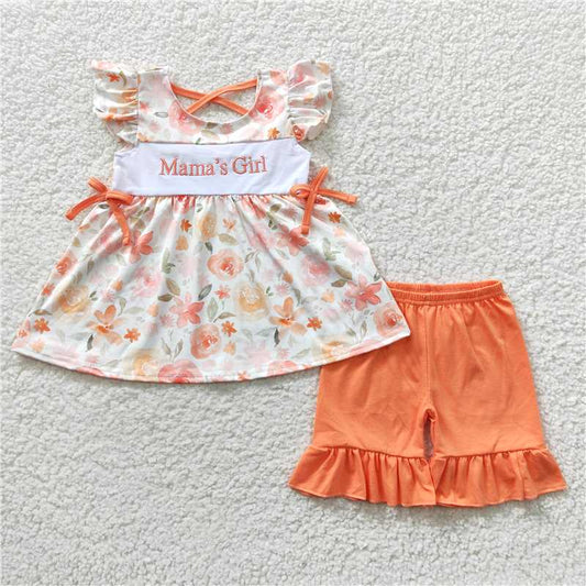 GSSO0235Mama's girl floral tunic shorts mother's day girls outfits