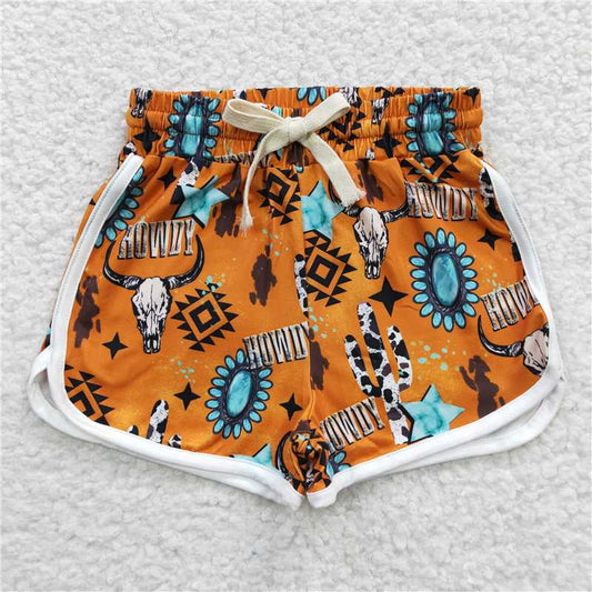 SS0090  Baby Girls Western Howdy Sports Summer Shorts