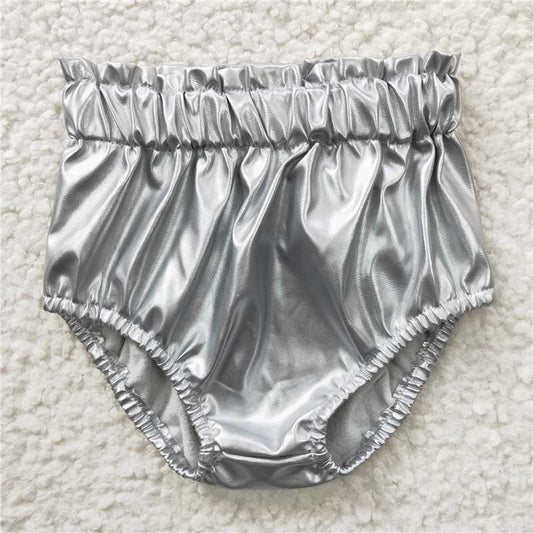 SS0048  Baby Girls Silver Leather Summer Bummies Bottoms