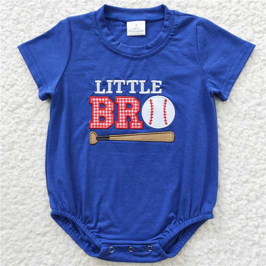 SR0291  Baby Boys Little Brother Baseball Rompers