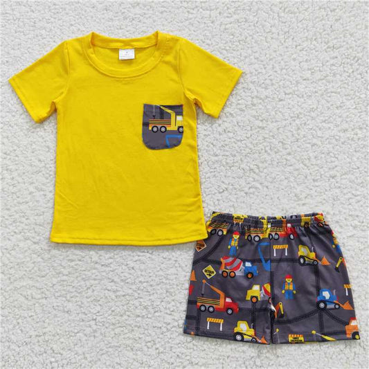 BSSO0231 Baby Boys Summer Construction Pocket Top Shorts Clothes