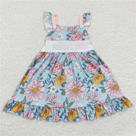 GSD0315  Baby Girls Mama's Girl Flowers Knee Length Dresses