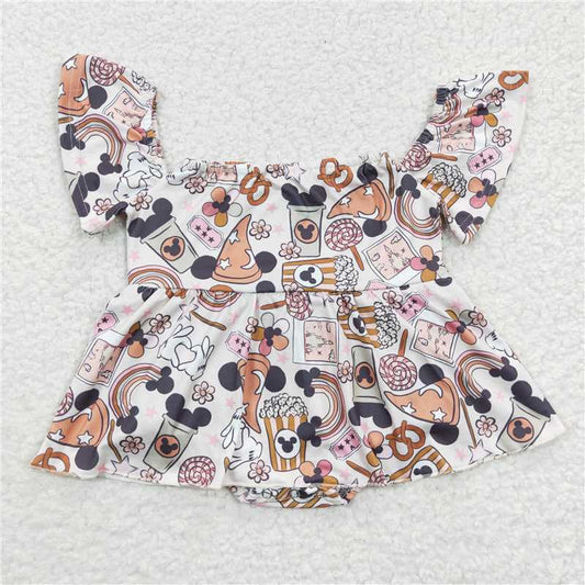 SR0275  Baby Girls Cartoon Off Shoulder Rompers