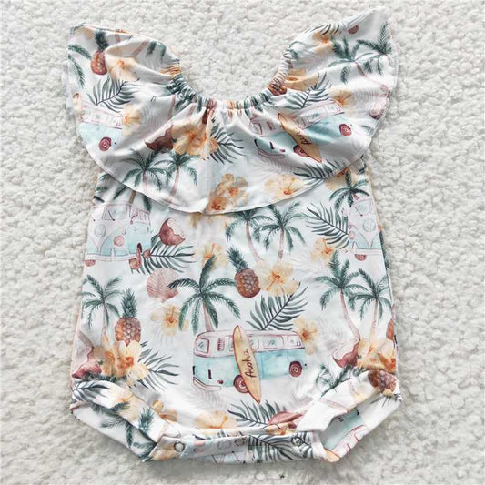 SR0254  Baby Girls Summer Bus Off Shoulder Rompers