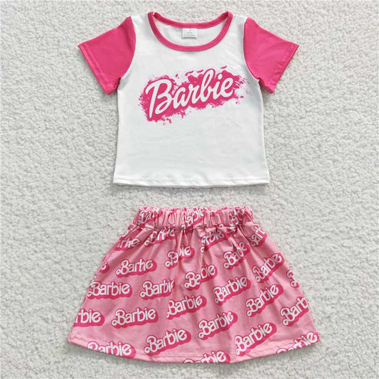 Baby Girls Doll Pink Tee Skirt Sets
