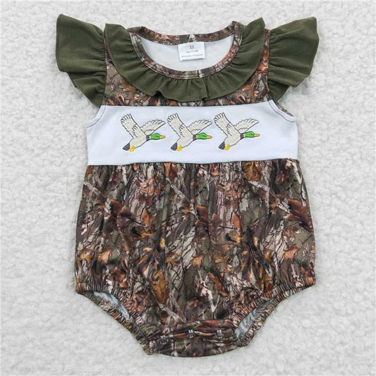 SR0358 RTS NO MOQ Baby Girls Summer Rompers Baby Girls Camo Duck Rompersv