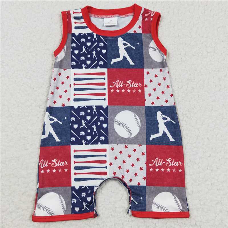 SR0356 Baby Boys Baseball Summer Rompers