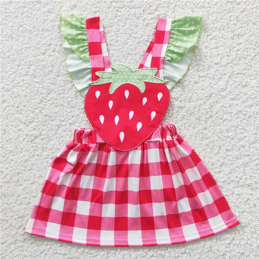 GSD0241  Baby Girls Summer Strawberry Embroidery Knee Length Dresses
