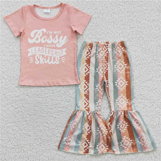 GSPO0562 Skills orange short-sleeved colorful striped trousers suit