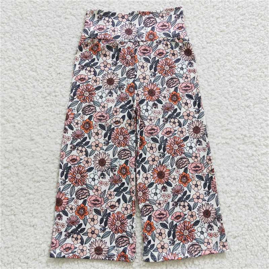 P0154  Baby Girls Flowers Wide Bottom Pants