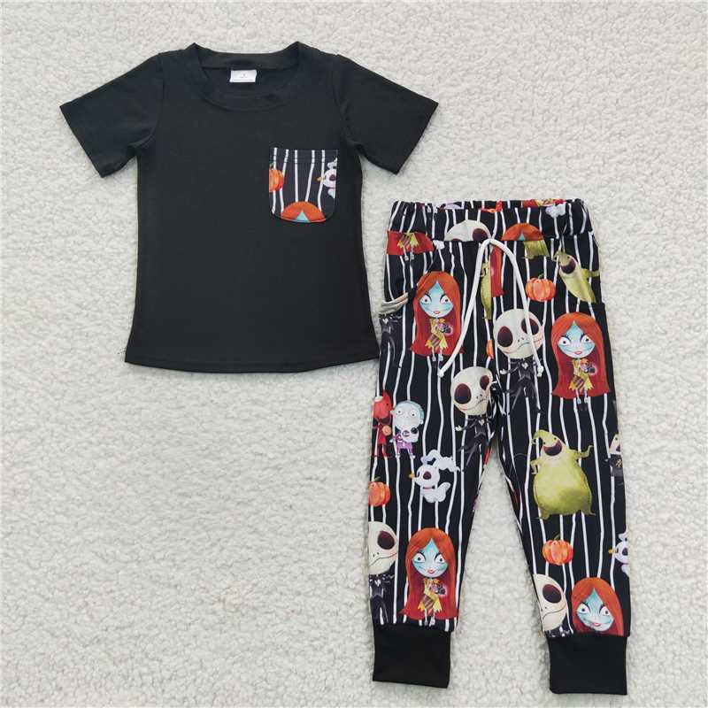 BSPO0105 Baby Boys Halloween Pocket Ghost Tee Shirt Pants Clothes Sets