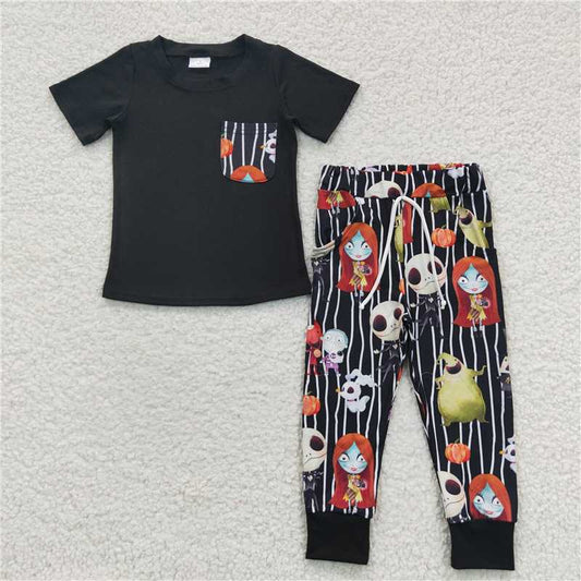 BSPO0105 Baby Boys Halloween Pocket Ghost Tee Shirt Pants Clothes Sets
