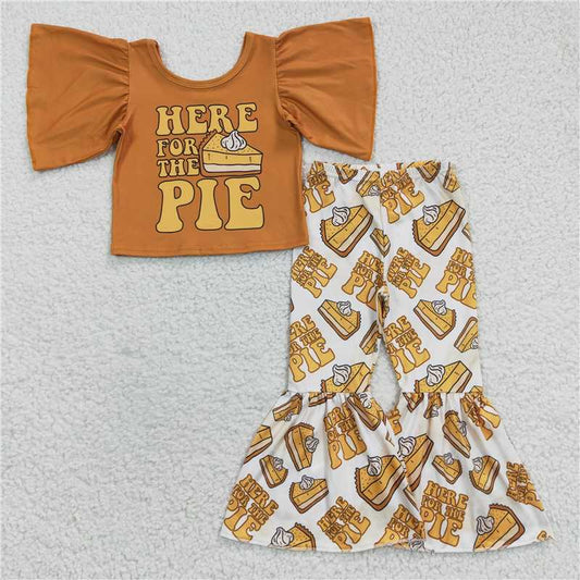 GSPO0679 Girls PIE cake brown lace short-sleeved trousers suit