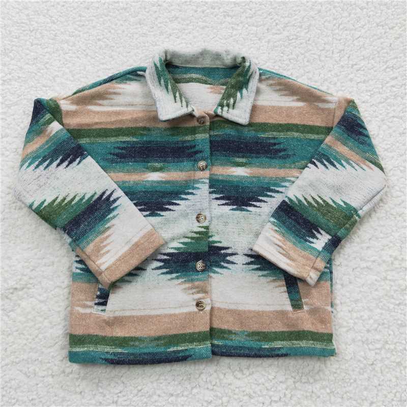 BT0251  Baby Kids Western Green Aztec Jackets Cardigans